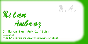 milan ambroz business card