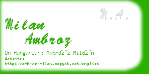 milan ambroz business card